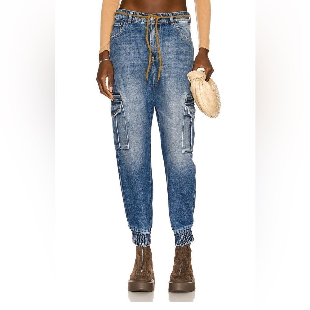 NWT SER.O.YA Veronica jeans jogger denim cargo pants loose fit $395 Sz 28
